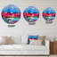 Horloge murale moderne peinte mauve et bleu-59914331