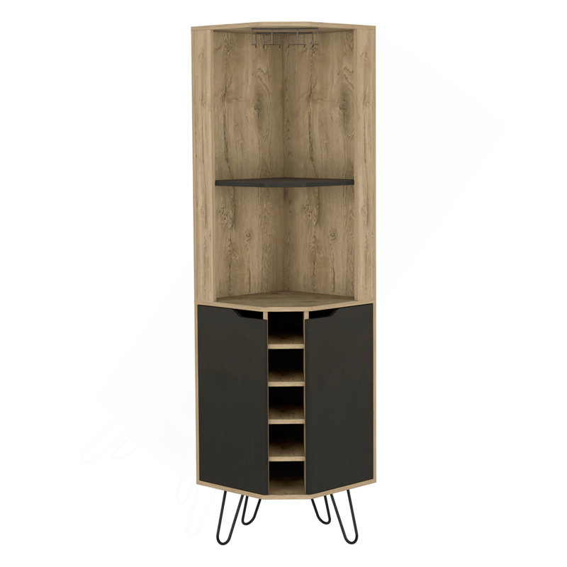 Armoire de bar Audra, six tablettes, quatre tablettes avec porte