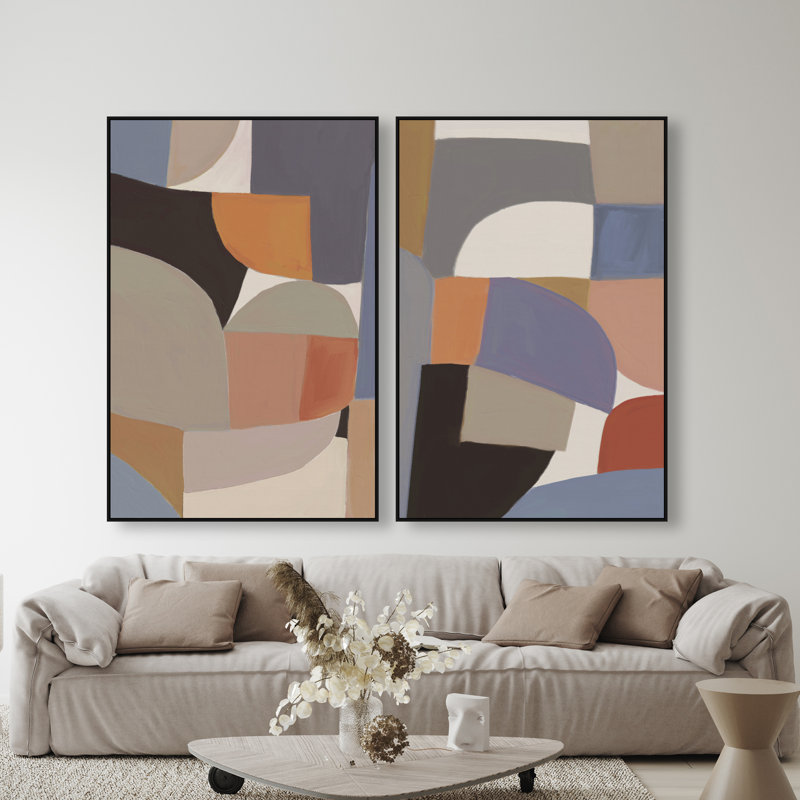 Muted Prelude Set Set by Oliver Gal, 110"H x 74"W, Black Floater Frame