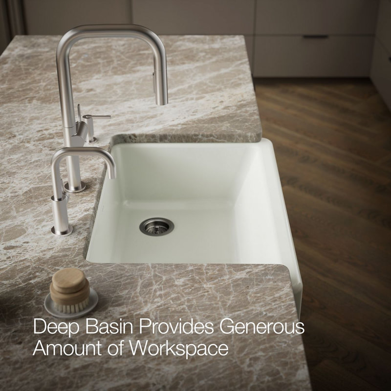 Whitehaven® Self-Trimming 32-1/2" L x 21-9/16" W x 9-5/8" Under-Mount Single-Bowl Sink with Short Apron, Dune