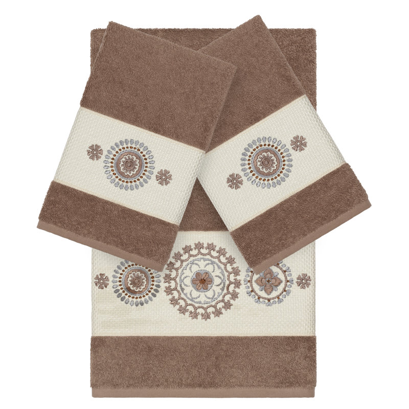 Isabelle Turkish Cotton Towel Set, Latte, 3 Piece Towel Set
