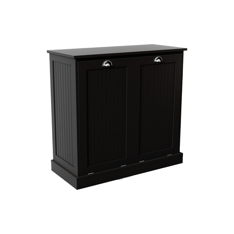 Stylish MDF Laundry Sorter Cabinet With Removable Bags, Eco-Friendly UV Coating, And Damp-Resistant Design, Black