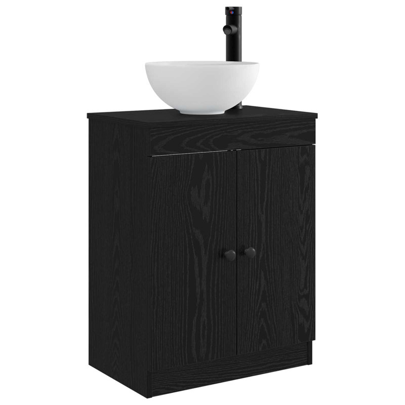 Single Bathroom Vanity with Ceramic Basin, Black