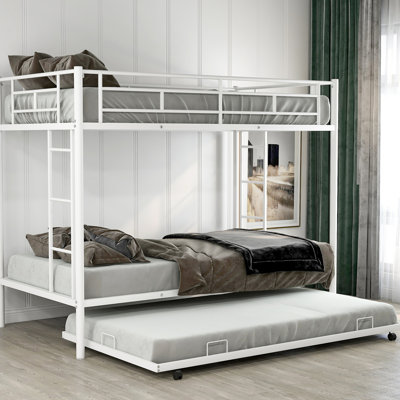 Twin Over Bunk Bed With Trundle, White - Safe Climbing Feature Versatile Option For Any Room