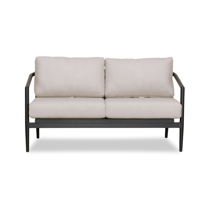 Olio Outdoor 2 - Seat Loveseat, Cast Silver Sunbrella®, Black