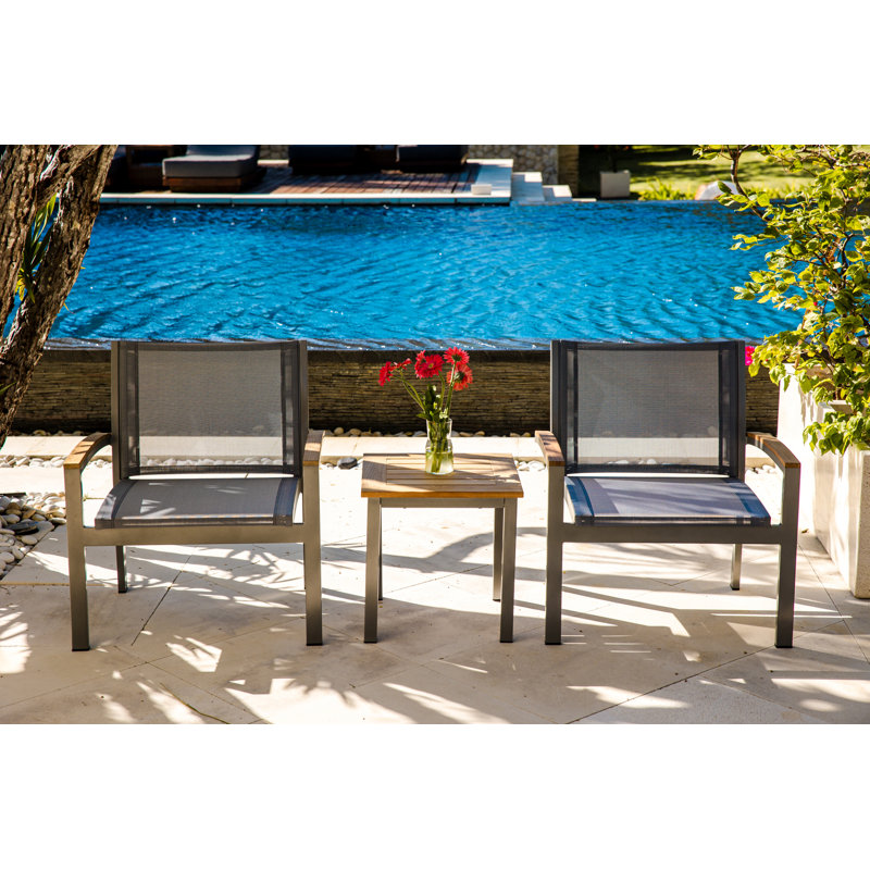 Soho 20" Teak Aluminum Outdoor Tall Square Side Table, Silver