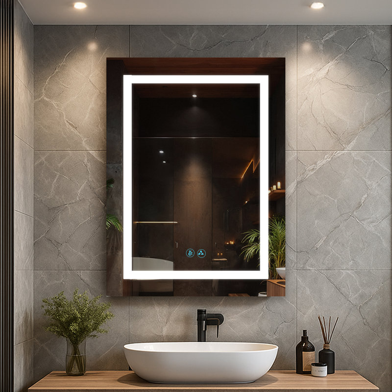 LED Medicine Cabinet – Mirror with Defogger, Right Hinge, Recessed or Surface Mount, LED Lighting, Right