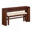 Ensemble de table de bar cannelée à hauteur de comptoir pour 2 personnes, table de salle à manger avec tabouret rembourré en tissu avec pieds en bois massif, table de salle à manger derrière le canapé pour le petit déjeuner-134064796-134064797