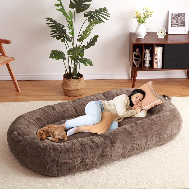 Ehlana Polyester Pet Bed, 14" H x 36" W x 62" D, Brown