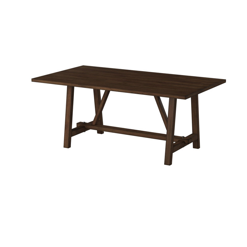 Table de salle à manger à tréteaux Atwood, chêne foncé bruni