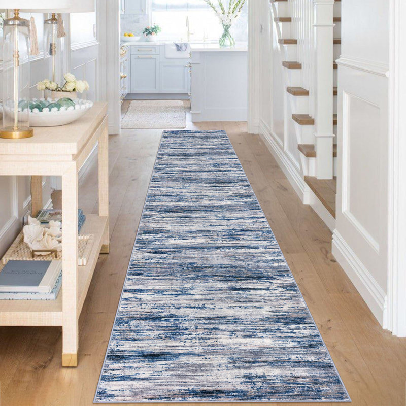 Modern Abstract 2.6x16 Washable Runner Rugs for Hallways Soft Non Slip Extra Long Indoor Runners for Bedroom Kitchen Entryway 