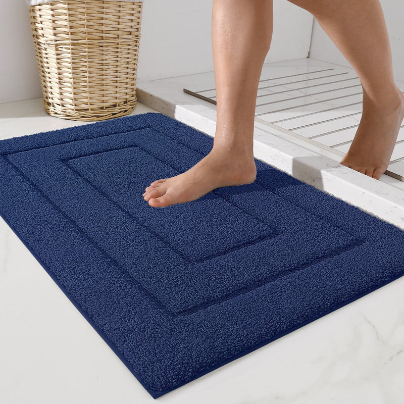Tapis de bain avec envers antidérapant, Bleu, Simple - L 35,5 po x l 24 po