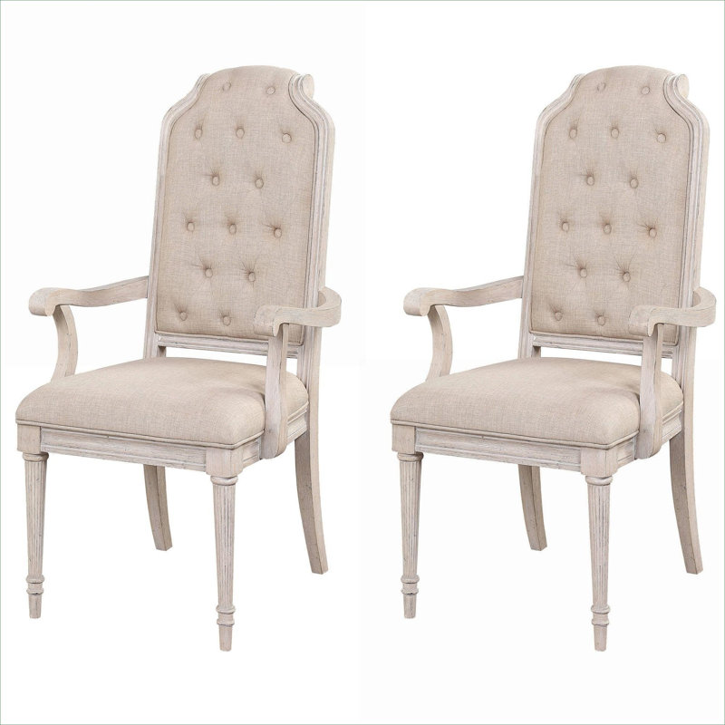 Ensemble de 2 fauteuils rembourrés en tissu capitonné champagne