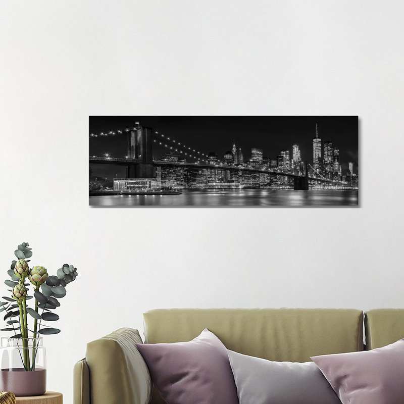 NYC Nightly Impressions - Giclée sur toile tendue avec châssis, H 16 po x l 48 po