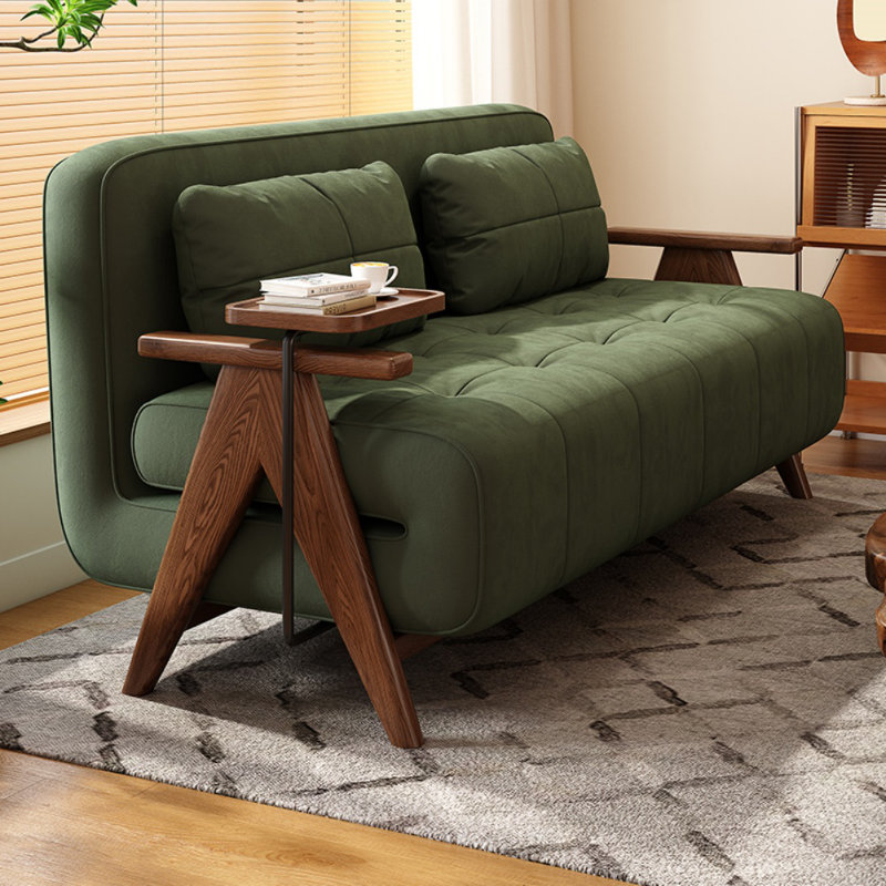 Wabi-Sabi Solid Wood Foldable Sofa, Green