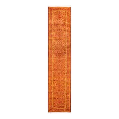 Tapis de couloir unique en laine orange / rouge 2 pi 9 po x 13 pi 4 po Mogul
