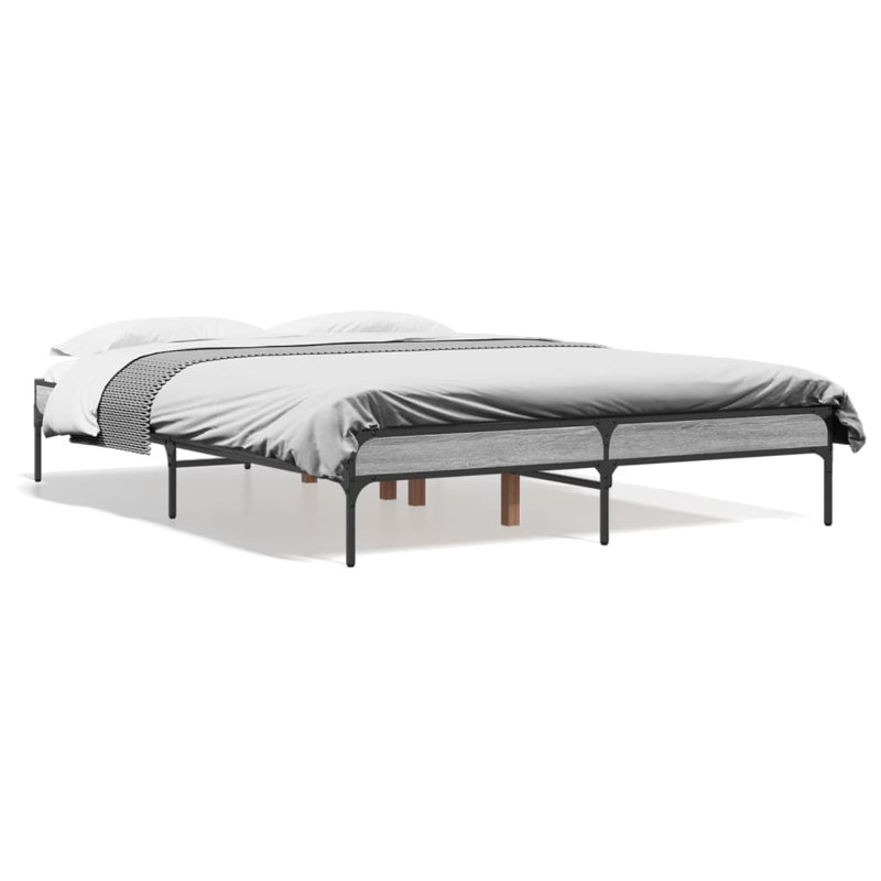 Vidaxl Bed Frame Metal, Grey Sonoma, Double (4'6)