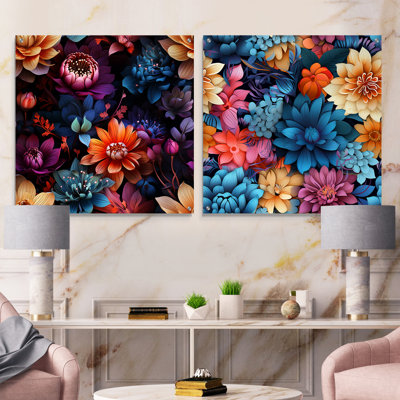 Ensemble de 2 verres muraux en acrylique Harrelson - Abstract Botanicals