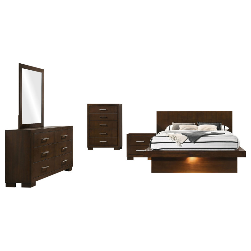 Ensemble de chambre à coucher à DEL 5 pièces Bela, Grand lit