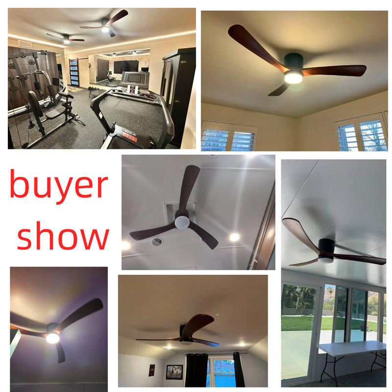 Silent Powerhouse: 42" Low-Profile Flush Mount Ceiling Fan With Smart Remote & Reversible DC Motor, Black