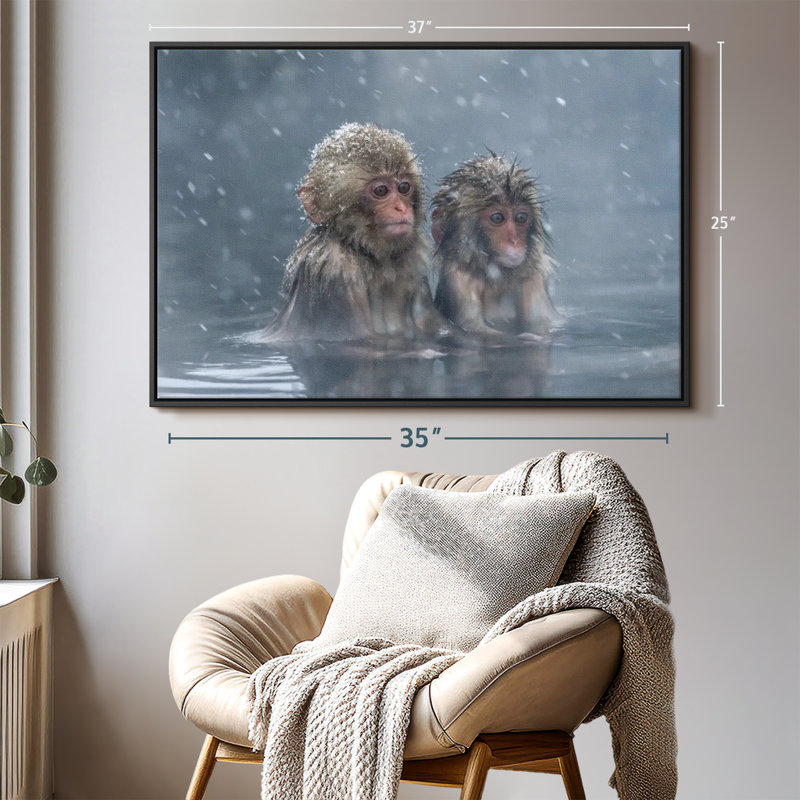Monkey Duo, reproduction sur toile, H 25 po x l 37 po