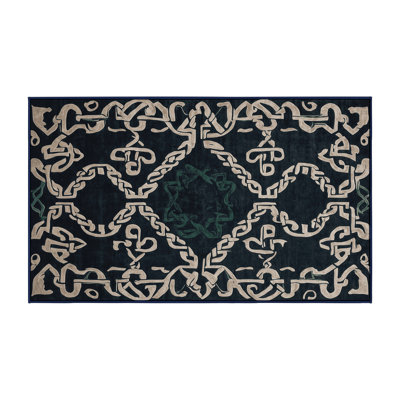 Machine Washable Blue Area Rug
