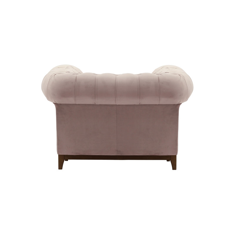 Frye Velvet Chesterfield Chair, Walnut, Flamingo