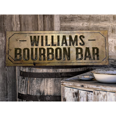 «Bourbon Bar Sign», nom de famille personnalisé sur toile