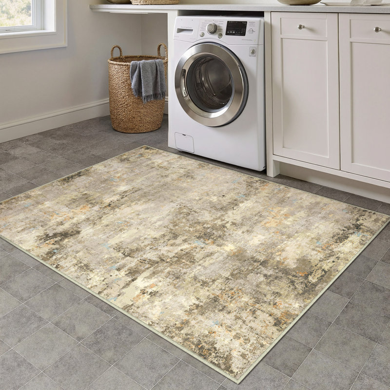 Tapis moderne lavable à la machine avec envers antidérapant Asher, Rectangulaire 3 pi x 5 pi