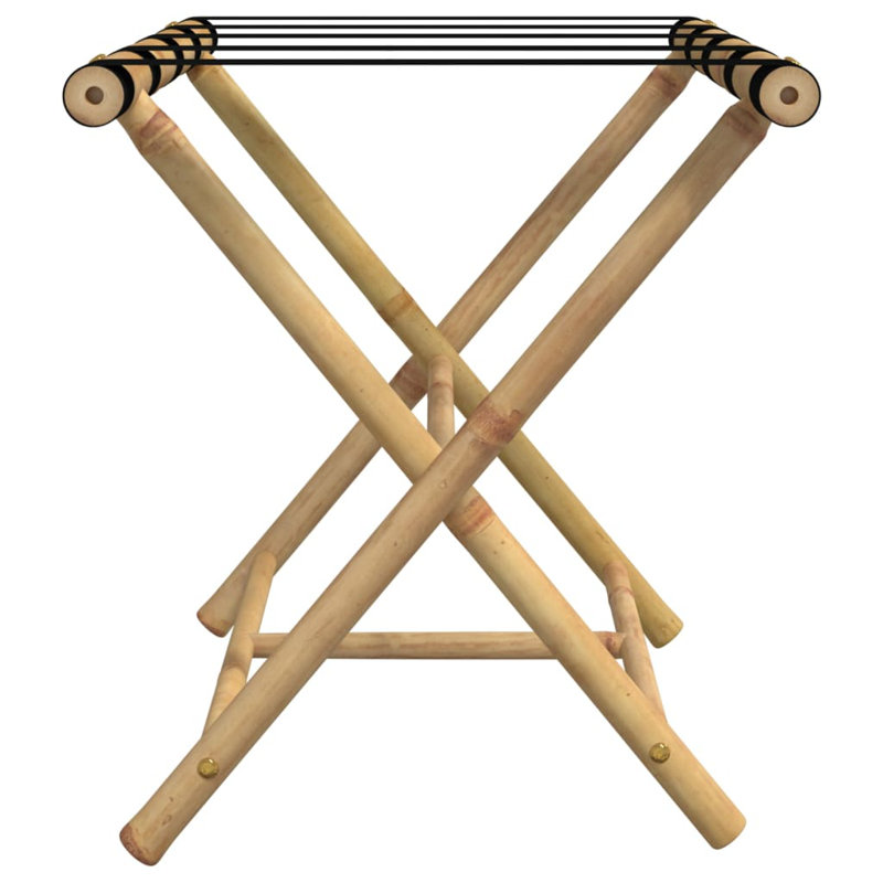 Vidaxl Bamboo Folding Luggage Rack with Two Shelves