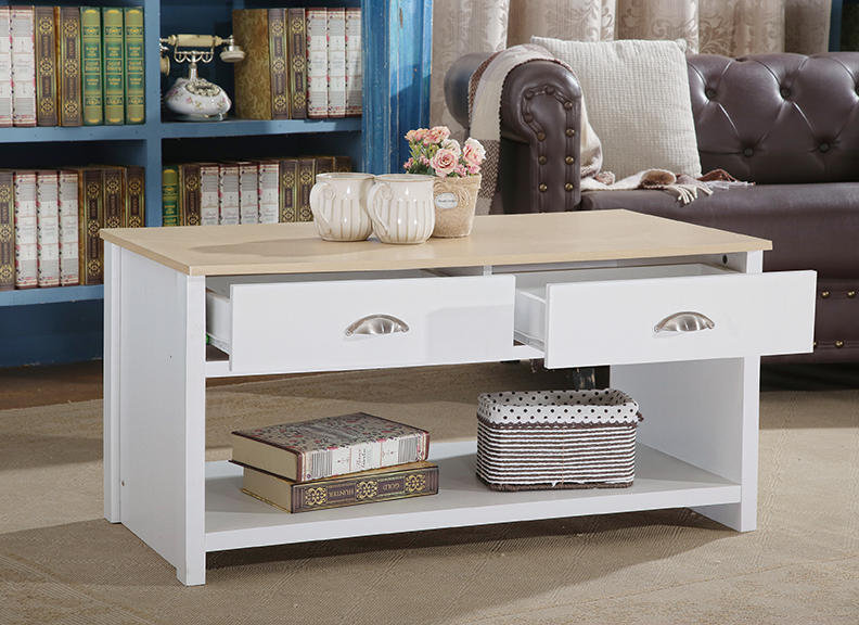 Caronni Sled Coffee Table with Storage, White