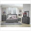 Table de chevet 1 pièce de style glamour avec 2 tiroirs, éclairage à DEL, faux cristaux et poignées de bar, finition grise pour les chambres à coucher modernes