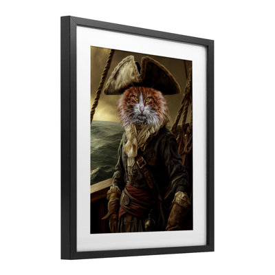 «Swashbuckling Whiskers Cat», reproduction encadrée sous verre, conception de Kelley Parker