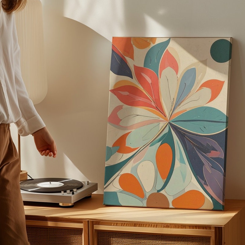 Motif géométrique audacieux à motif géométrique moderne et audacieux, art mural mural floral sur toile prêt à accrocher