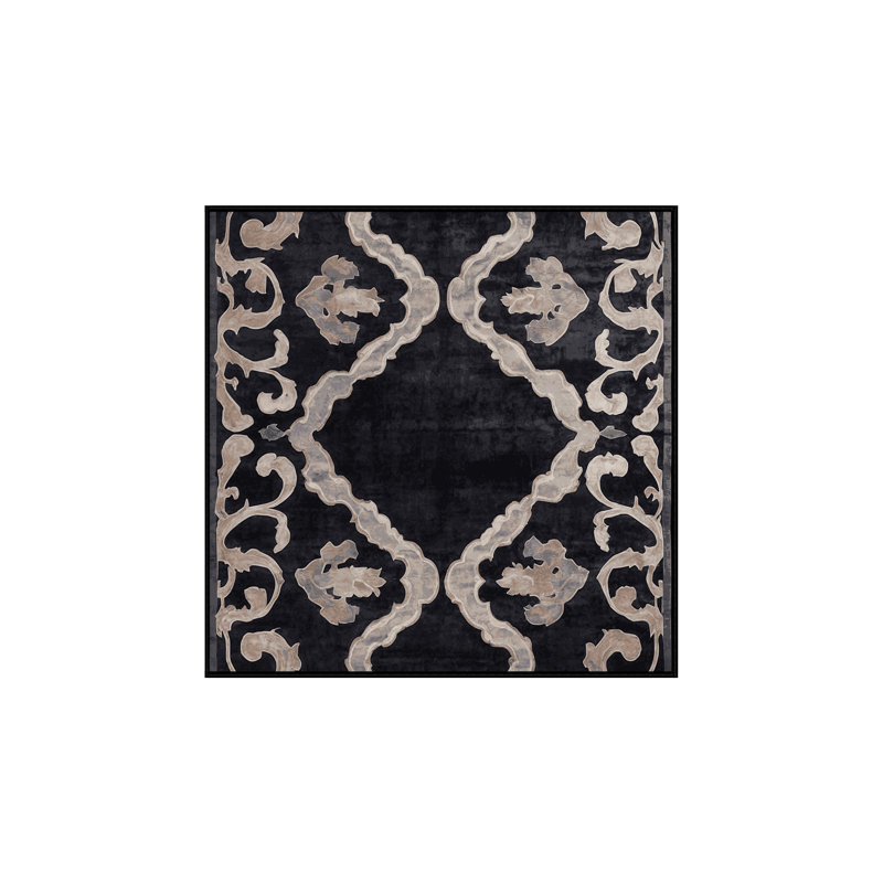 Machine Washable Black Area Rug, Square 3'