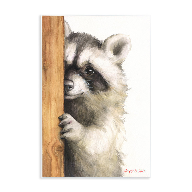 «Peering Raccoon» par George Dyachenko, H 19 po x l 13 po x P 0,5 po