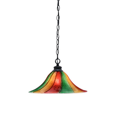 Chain Hung Pendant Shown With 16" Mardi Gras Glass