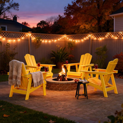 Outdoor Hdpe Adirondack Chair, All-weather Resistant, Yellow