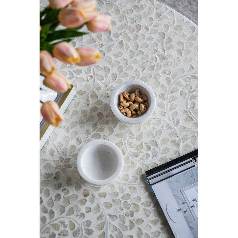 Darshay Marble Decorative Plate and Bowl 2, White