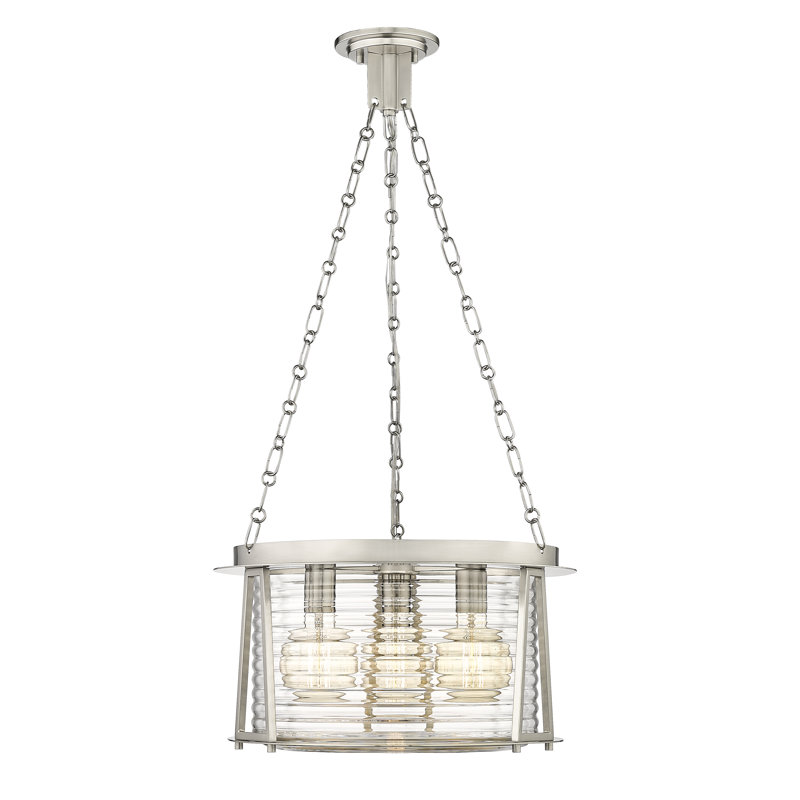 3 - Light Unique/Statement Pendant, Brushed Nickel
