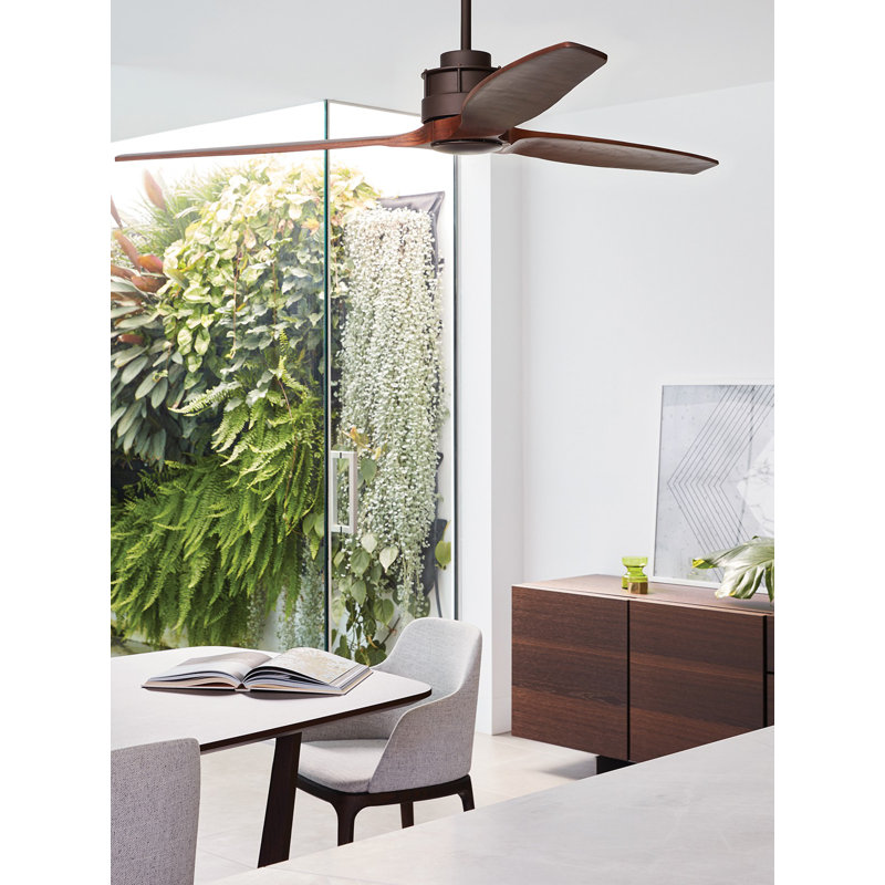 60" Rustic Wood Ceiling Fan with Remote Control, Energy Efficient DC Ceiling Fan, Quiet High Airflow Koa Blades