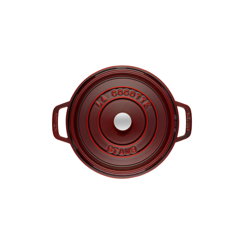 La Cocotte Cast Iron Round Cocotte, 13.25 quarts, Grenadine