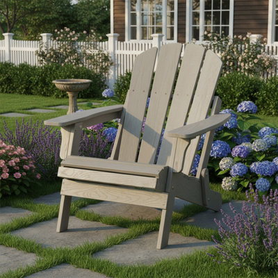 Oversized Adirondack Chair 34d X 29w X 33h, 330lbs Weight Capacity, Pre-assembled Backrest & Seat Board, Hemlock Wood, Folding Design