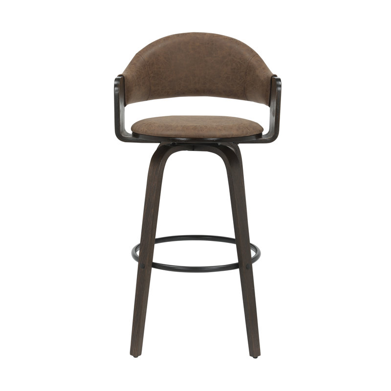 Wessels 40 po H Tabouret de bar pivotant rétro en bois brun foncé, Marron foncé, 40"