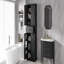 Armoire de rangement pour salle de bain avec espace de rangement multifonctionnel, tiroir avec glissières, tablette réglable, noir