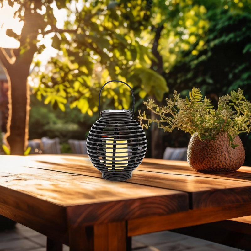 Solar Powered Basket Lantern with LED Candle