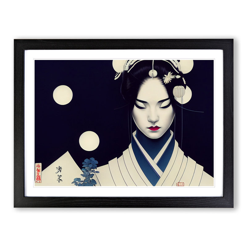 Irresistible Geisha - Single Picture Frame Print, 25cm H x 34cm W x 2cm D, Black Framed