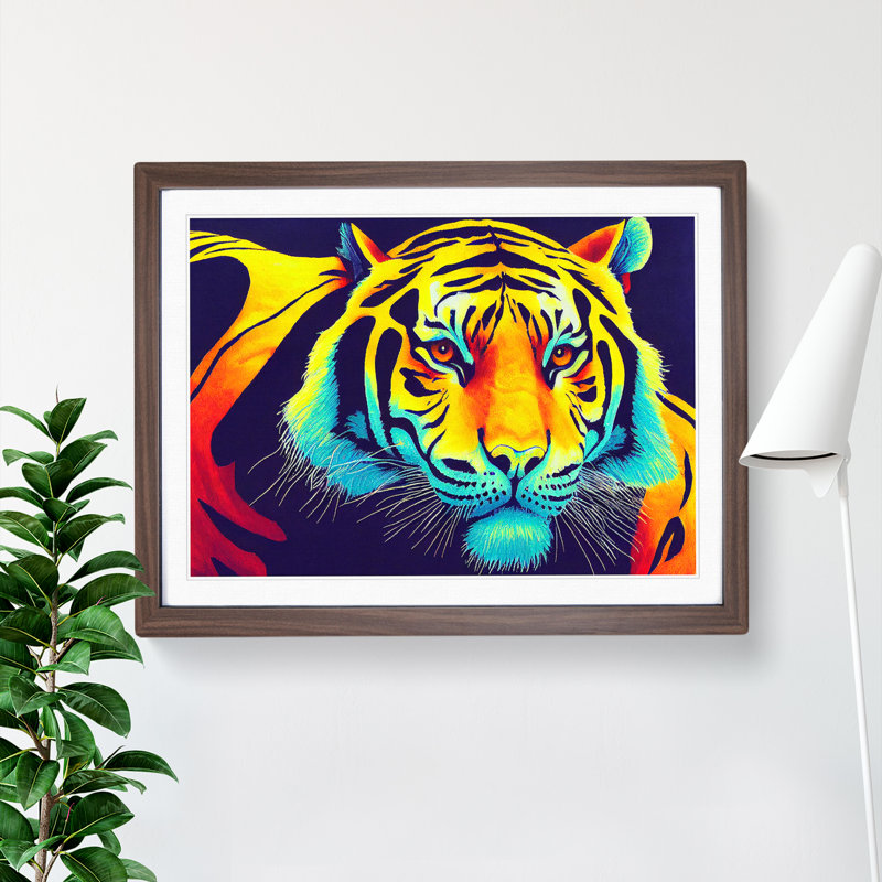 Colourful Tiger Vol.4 Abstract - Framed Print, Walnut Framed, 46cm H x 64cm W x 2cm D