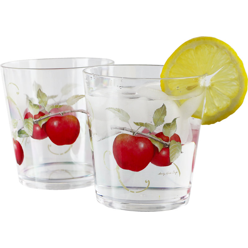 Harvest Apple 14 oz Clear Acrylic Drinking Glass Set of 6