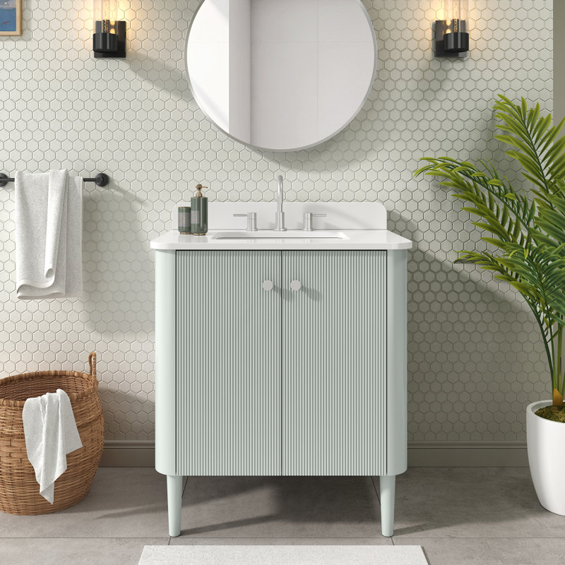 Meuble-lavabo simple 30 po Haley, Quartz blanc